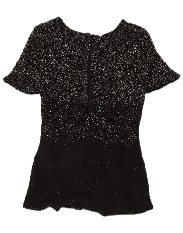 Camicetta da sera con paillettes da donna Jacques Vert Top UK 10 piccola seta nera
