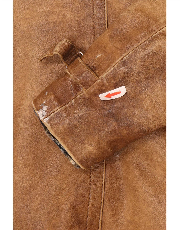 Giacca in pelle vintage da donna UK 12 Marrone medio