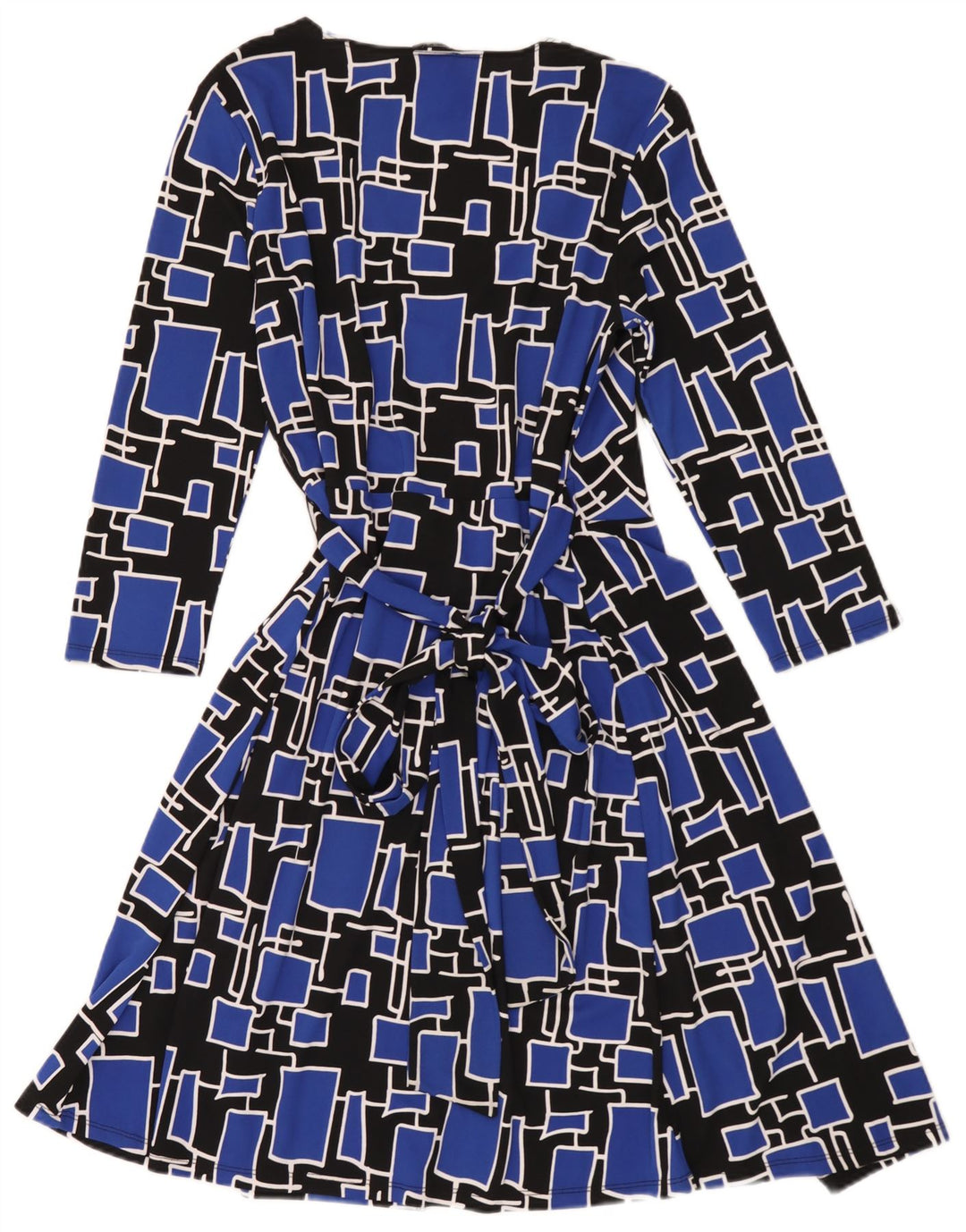 Abito Dkny da donna con maniche a 3/4, taglia unica, in poliestere geometrico blu