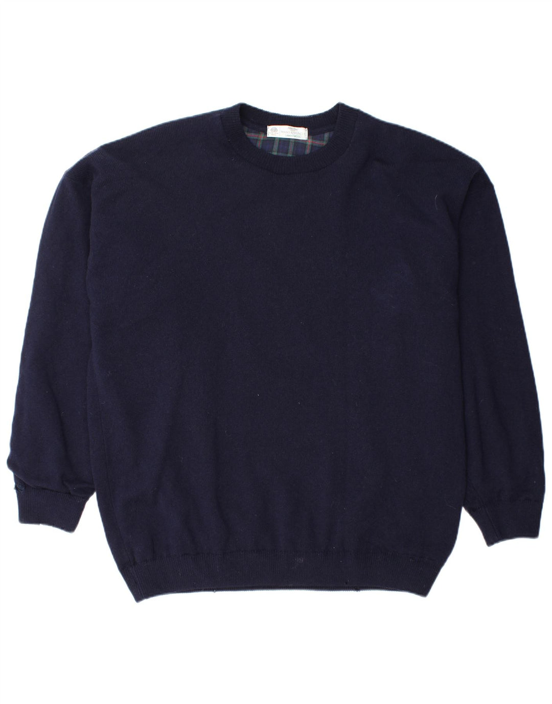 Maglione maglione girocollo da uomo Marks & Spencer grande blu navy in lana vergine