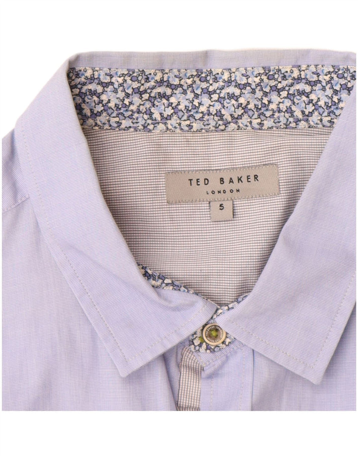 Ted Baker Camicia a maniche corte da uomo taglia 5 XL in cotone blu