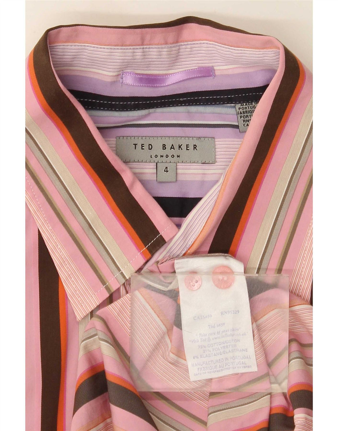 Ted Baker Camicia da uomo vestibilità regolare taglia 4 grande cotone a righe rosa