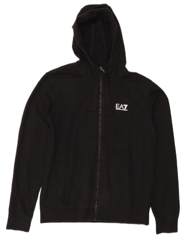 EMPORIO ARMANI Maglia con cappuccio e zip da donna UK 14 Medio Nero Cotone