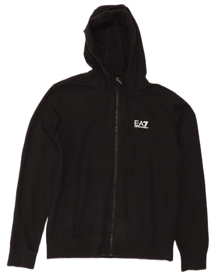 EMPORIO ARMANI Maglia con cappuccio e zip da donna UK 14 Medio Nero Cotone