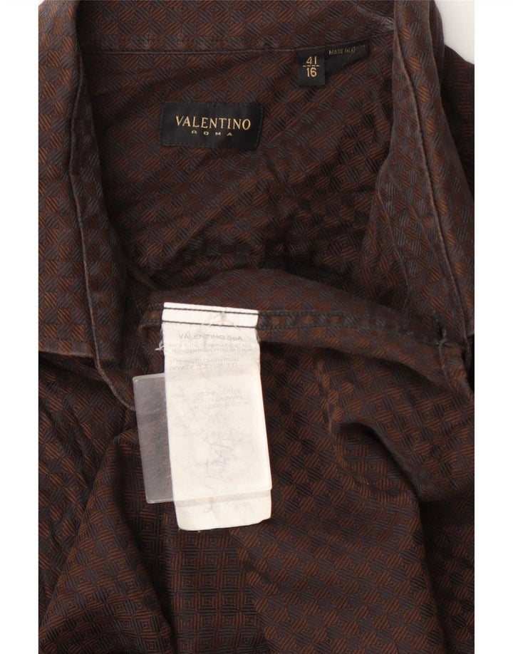 Camicia da uomo Valentino taglia 41 16 grande cotone a quadretti marrone