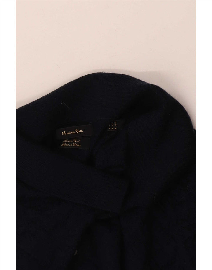 Massimo Dutti Maglione da uomo con collo alto in lana media blu navy