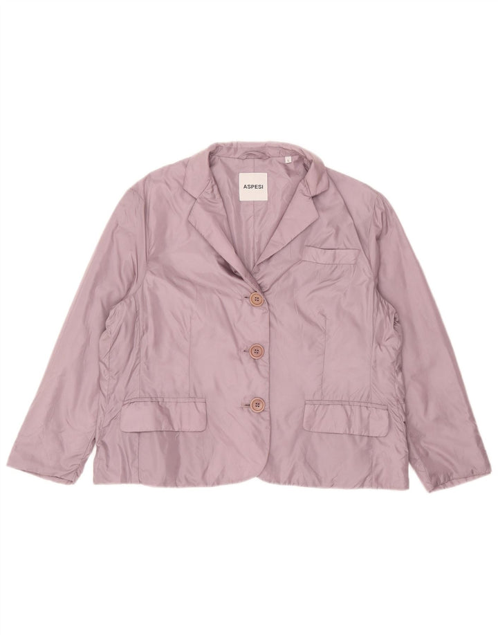 Giacca blazer imbottita da donna a 3 bottoni Aspesi UK 14 grande nylon viola