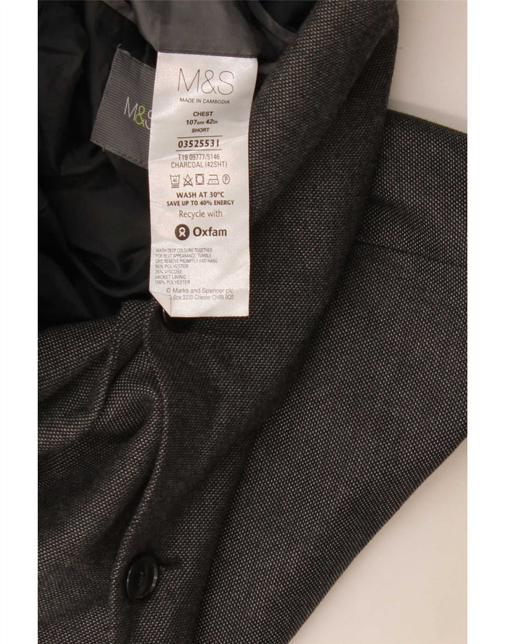 Giacca blazer a 2 bottoni Marks & Spencer da uomo UK 42 grande poliestere grigio