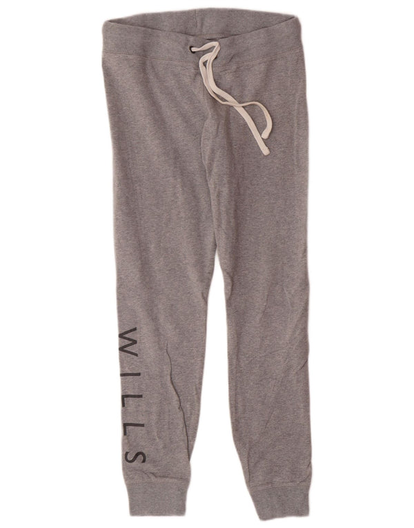JACK WILLS Pantaloni da tuta con grafica da donna Joggers UK 12 Grigio medio
