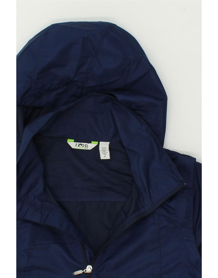 IZOD Womens Hooded Rain Jacket UK 14 Medium Navy Blue Polyester Vintage Izod and Second-Hand Izod from Messina Hembry 
