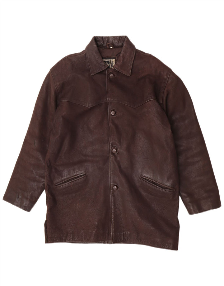 Giacca in pelle vintage da uomo UK 38 in pelle marrone medio