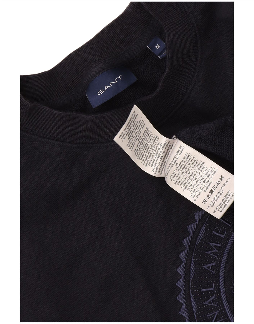 Gant Felpa con grafica da uomo Maglione medio in cotone blu navy