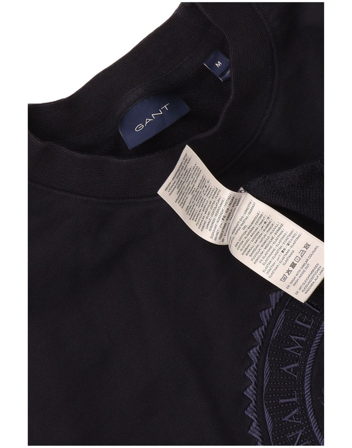 Gant Felpa con grafica da uomo Maglione medio in cotone blu navy