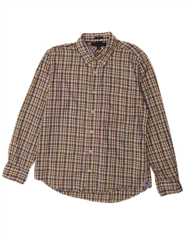 Tommy Hilfiger Camicia da uomo slim fit in flanella a quadri multicolori grandi