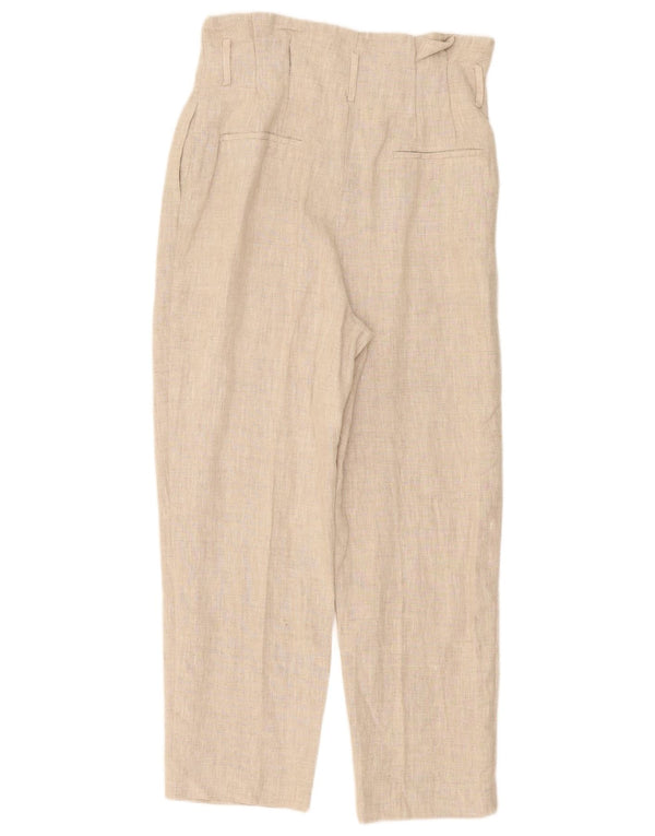 Pantaloni chino a vita alta con pegging da donna Zara medi W30 L26 lino beige