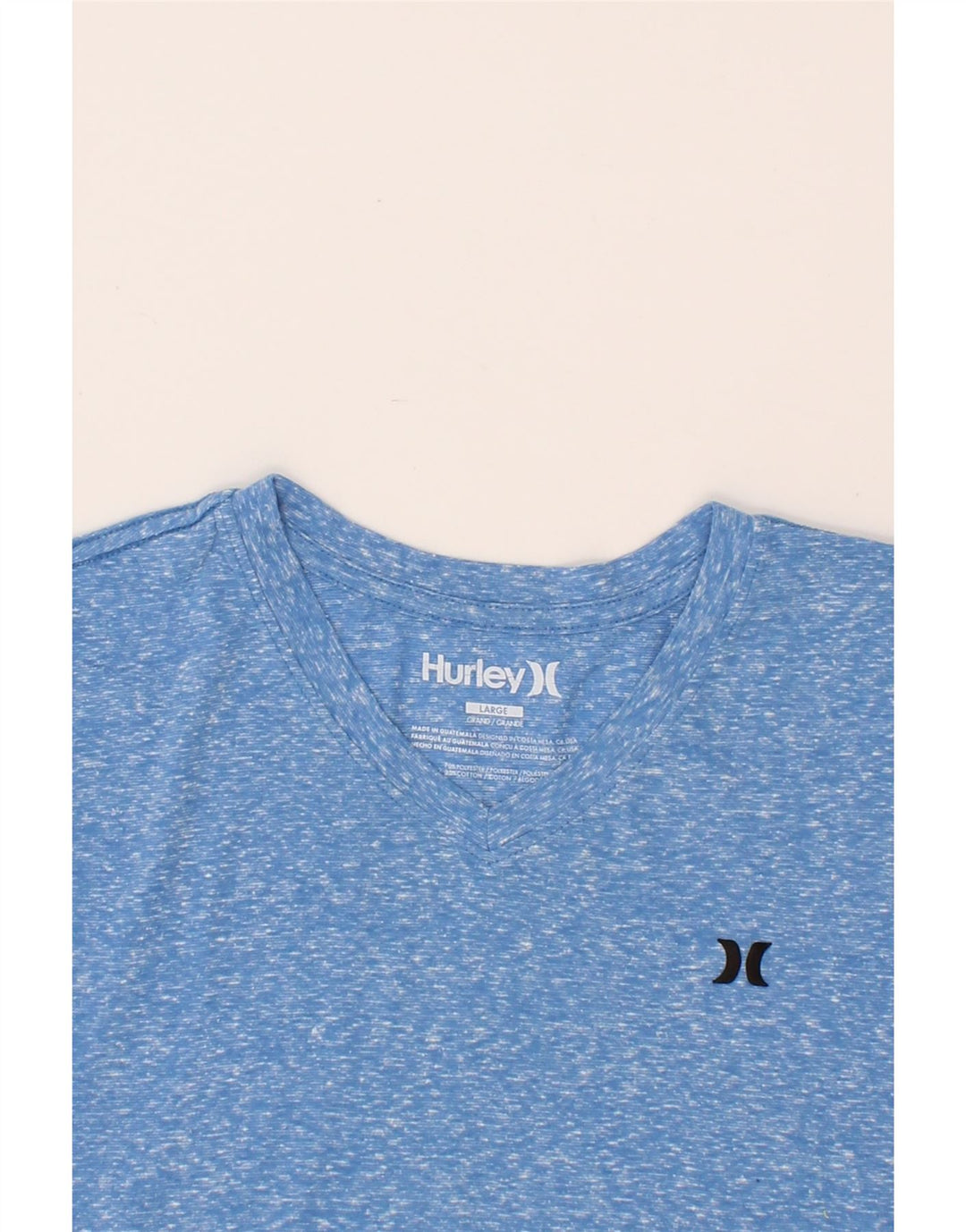 HURLEY Mens T-Shirt Top Large Blue Flecked Polyester Vintage Hurley and Second-Hand Hurley from Messina Hembry 
