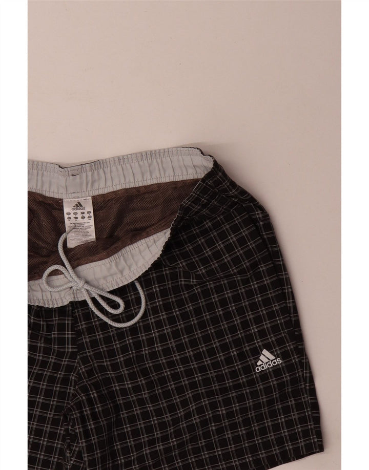 Pantaloncini da bagno Adidas da uomo medio in poliestere a quadri neri