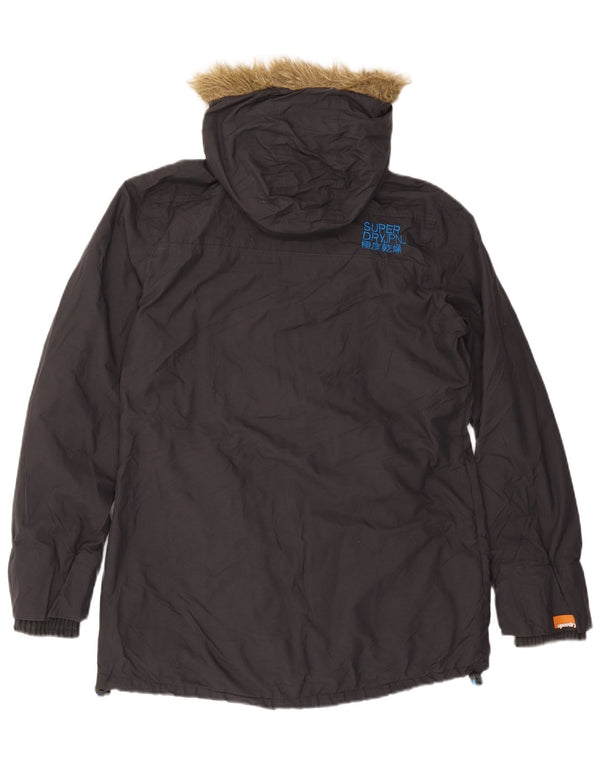 Giacca parka da uomo con cappuccio Superdry UK 40 grande nylon nero