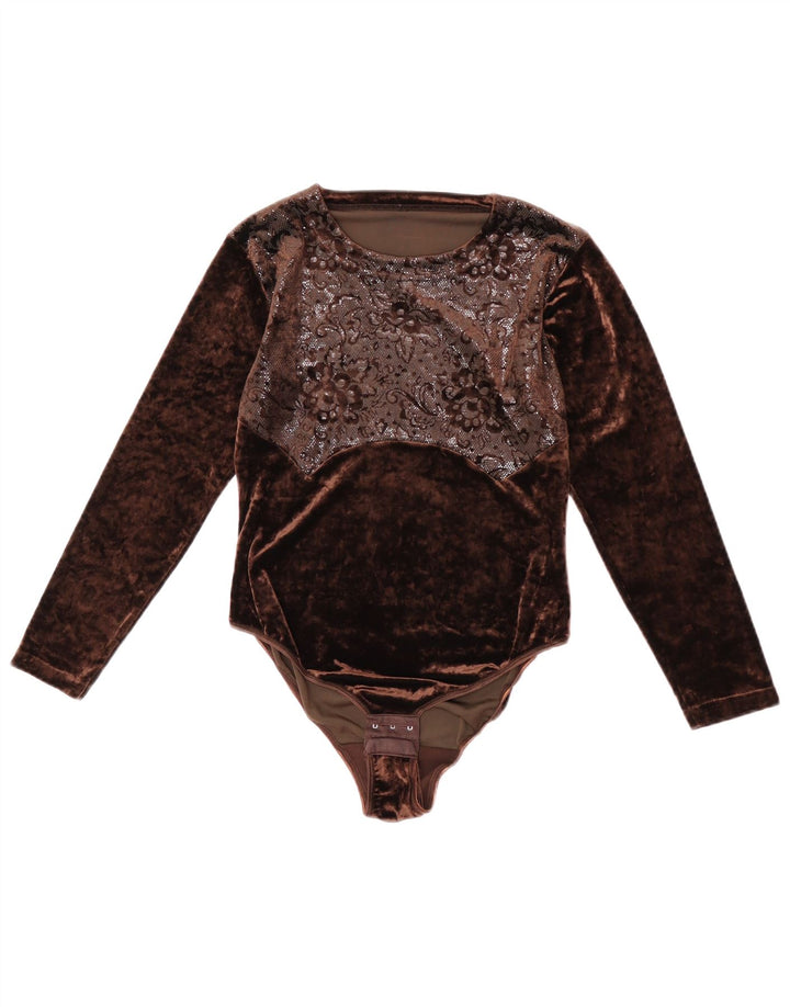 Body a maniche lunghe da donna Monello US 2 XS Acetato floreale marrone