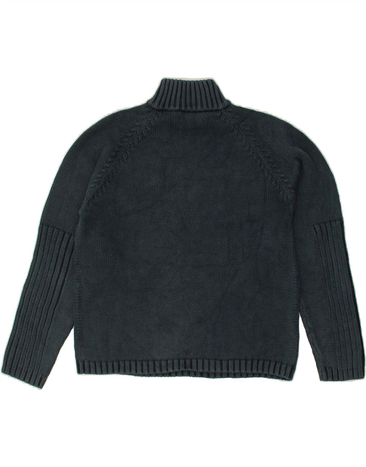 TIMBERLAND Boys Graphic Zip Neck Jumper Sweater 9-10 Years Navy Blue Vintage Timberland and Second-Hand Timberland from Messina Hembry 