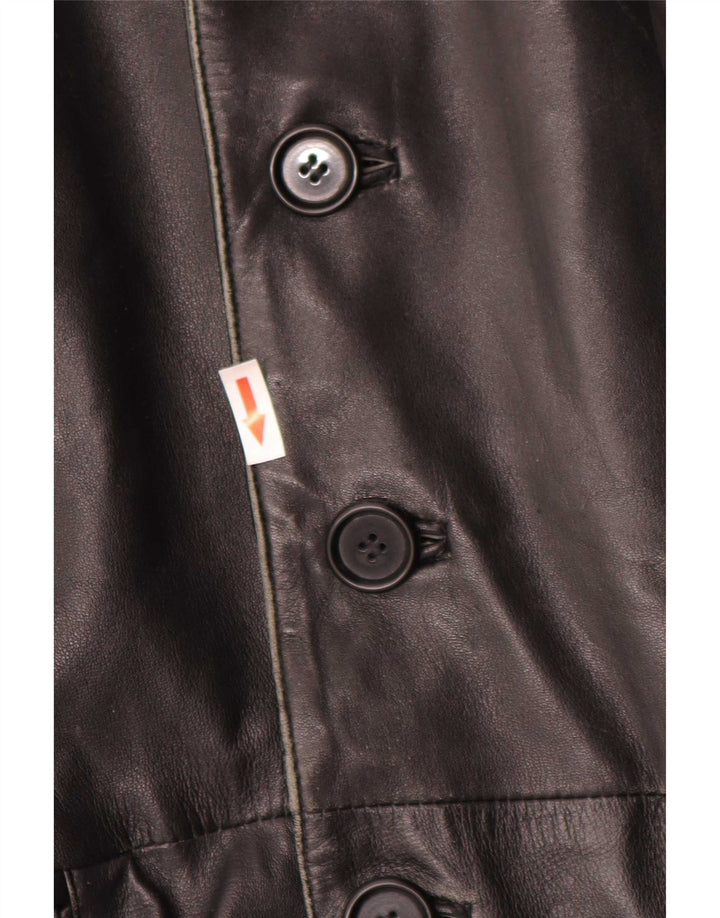 Cappotto in pelle vintage da uomo UK 38 medio nero