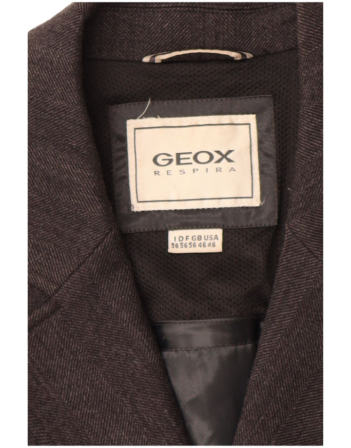 Cappotto da uomo GEOX UK 46 3XL Lana a spina di pesce grigia