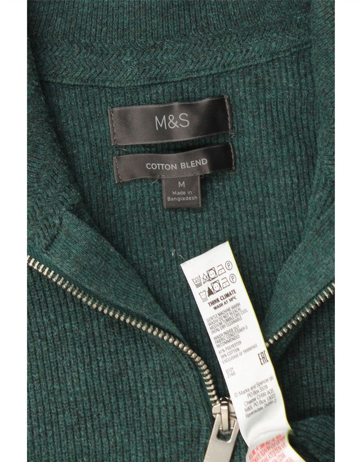 Maglione da uomo Marks & Spencer con zip e collo in poliestere verde medio
