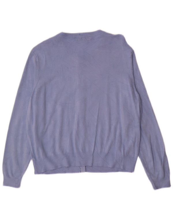 MARKS & SPENCER Maglione cardigan da donna UK 18 XL Viscosa blu