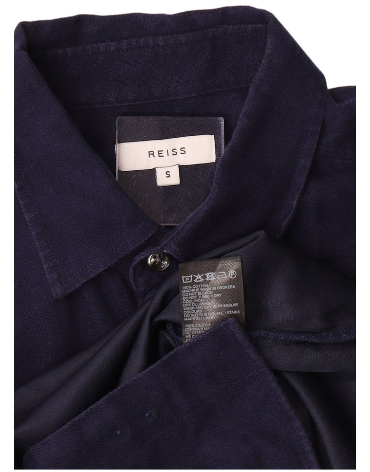 Camicia da uomo Reiss piccola in cotone blu navy