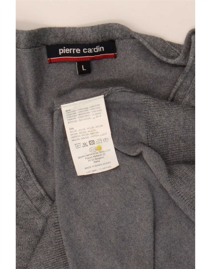 Maglione cardigan da uomo Pierre Cardin grande in viscosa grigia