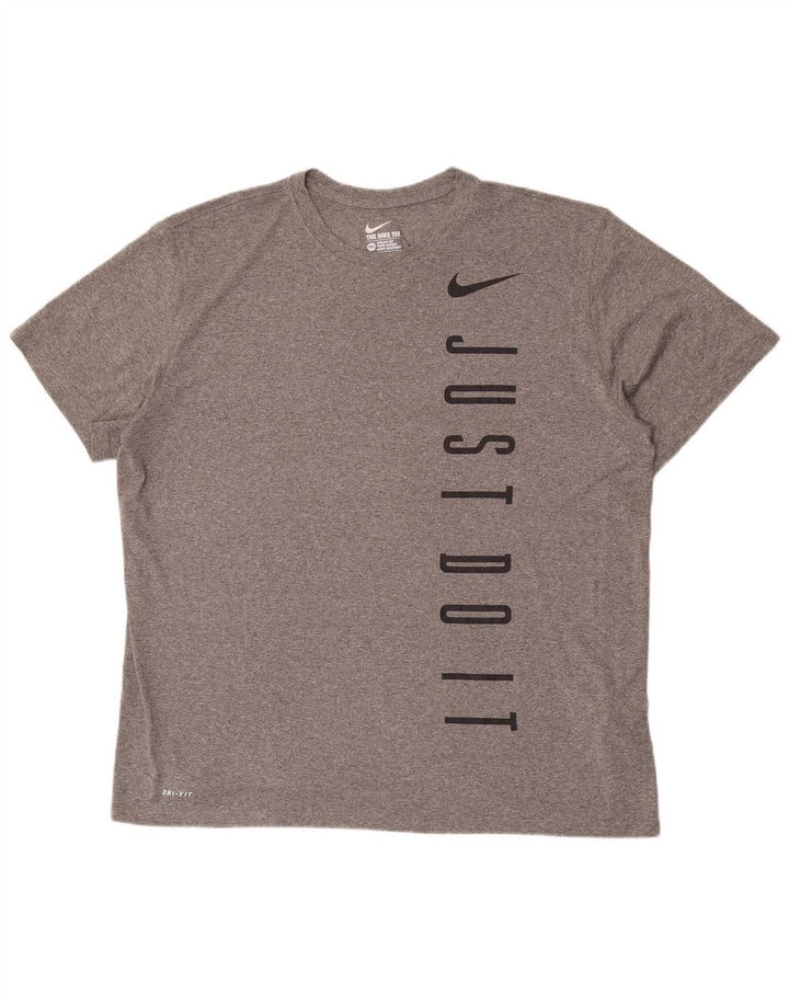 T-shirt grafica Nike Dri Fit da uomo 2XL grigia in poliestere
