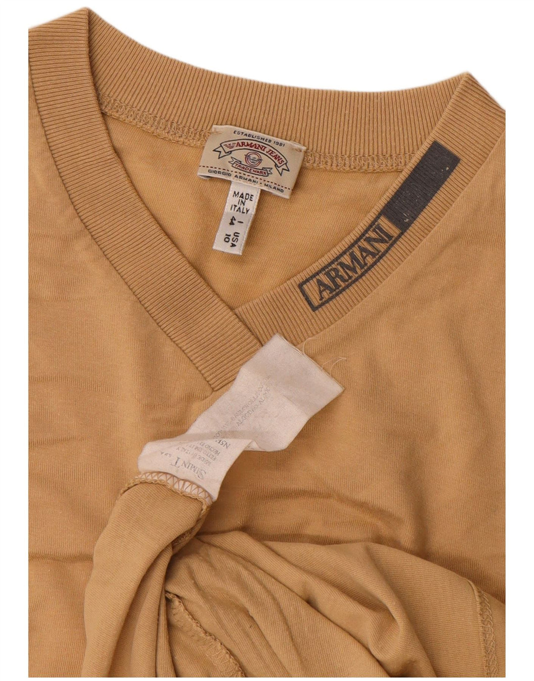 T-shirt Donna Armani Jeans Top IT 44 Cotone Beige Medio