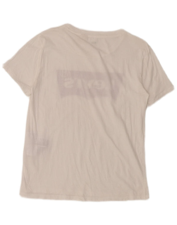 T-shirt grafica da donna Levi's Top UK 10 piccola in cotone bianco