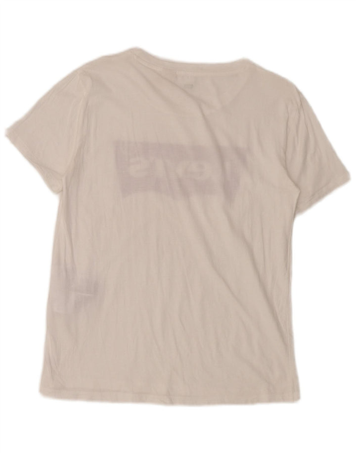 T-shirt grafica da donna Levi's Top UK 10 piccola in cotone bianco