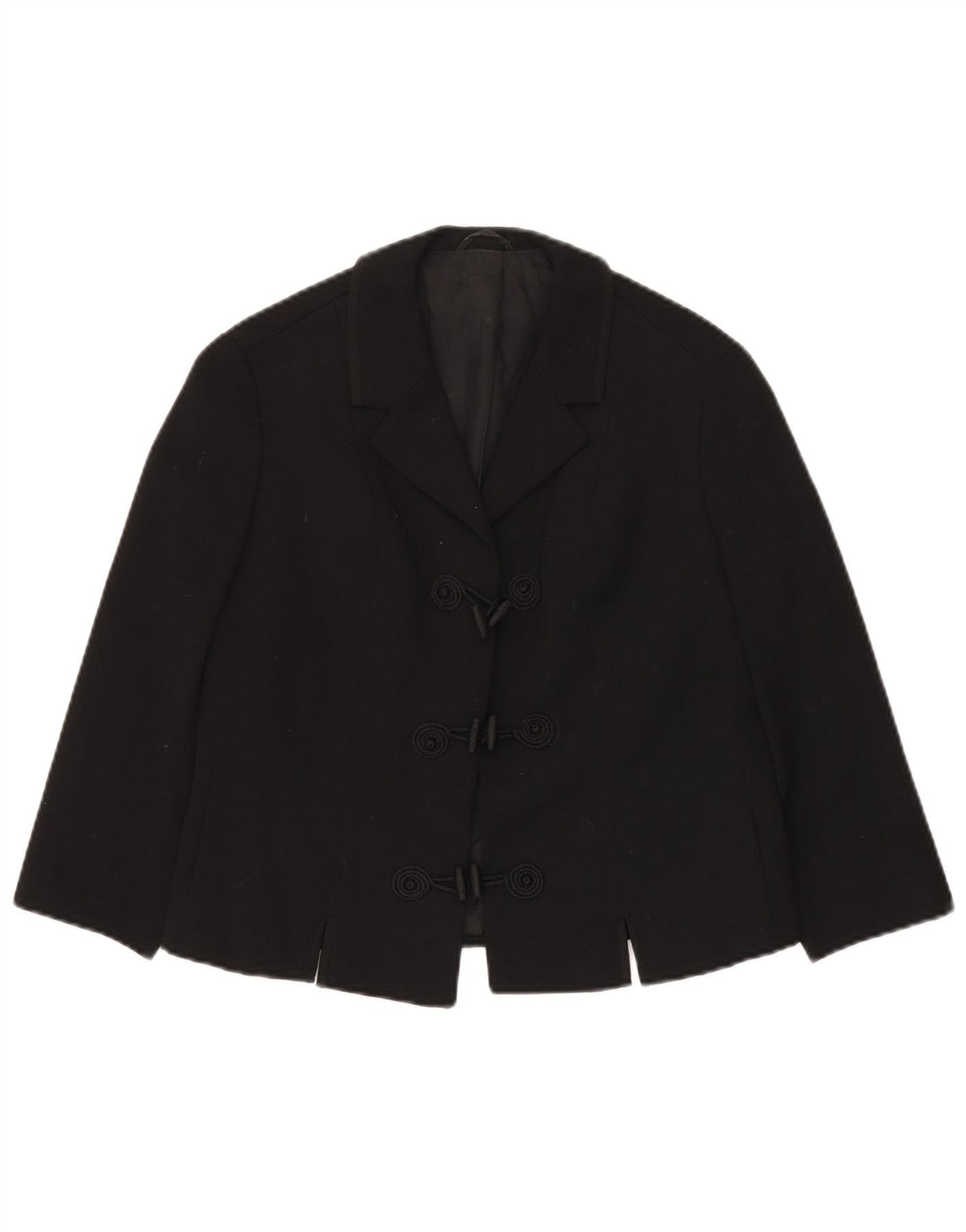 Giacca blazer da donna a 3 bottoni con maniche a 3/4 Reine Wolle UK 12 media nera