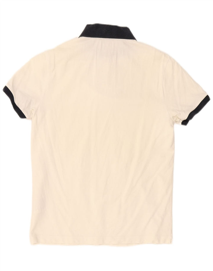 Polo Moncler da uomo slim fit in cotone color block bianco medio