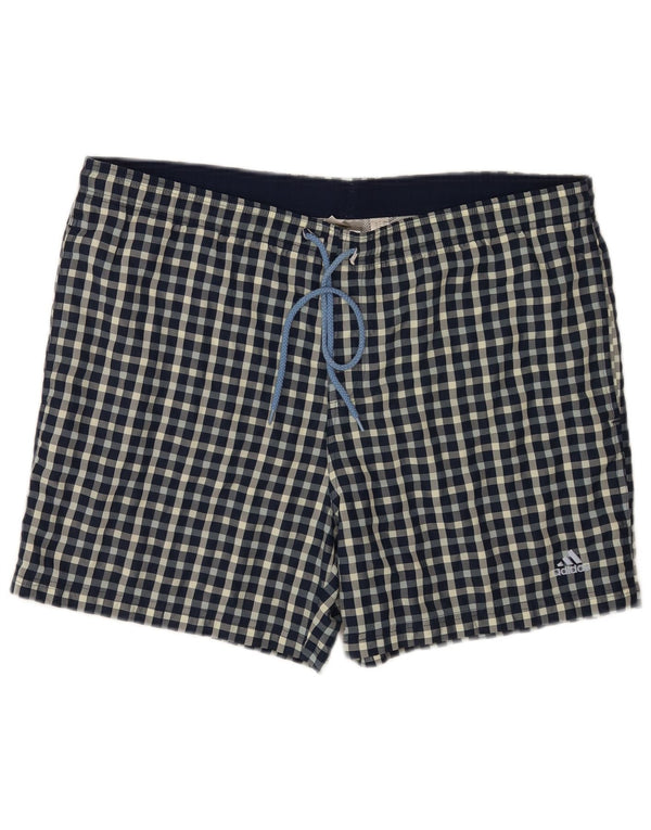 Adidas Pantaloncini da bagno regolari da uomo di grandi dimensioni in poliestere a quadri blu