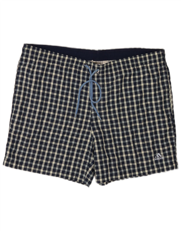 Adidas Pantaloncini da bagno regolari da uomo di grandi dimensioni in poliestere a quadri blu