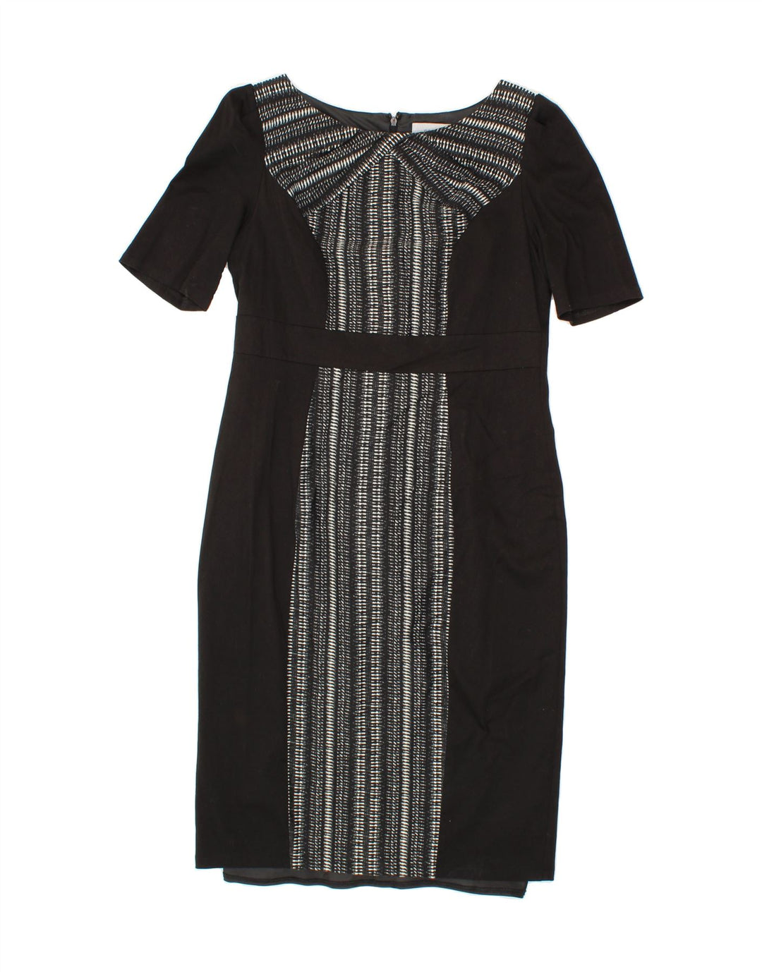 PER UNA Womens Sheath Dress UK 14 Medium Black Striped Cotton Vintage Per Una and Second-Hand Per Una from Messina Hembry 