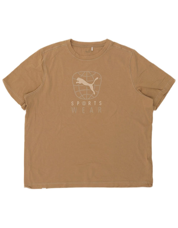 T-shirt grafica da uomo Puma Top XL in cotone beige