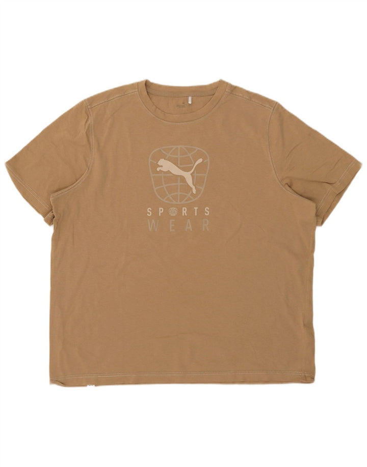 T-shirt grafica da uomo Puma Top XL in cotone beige