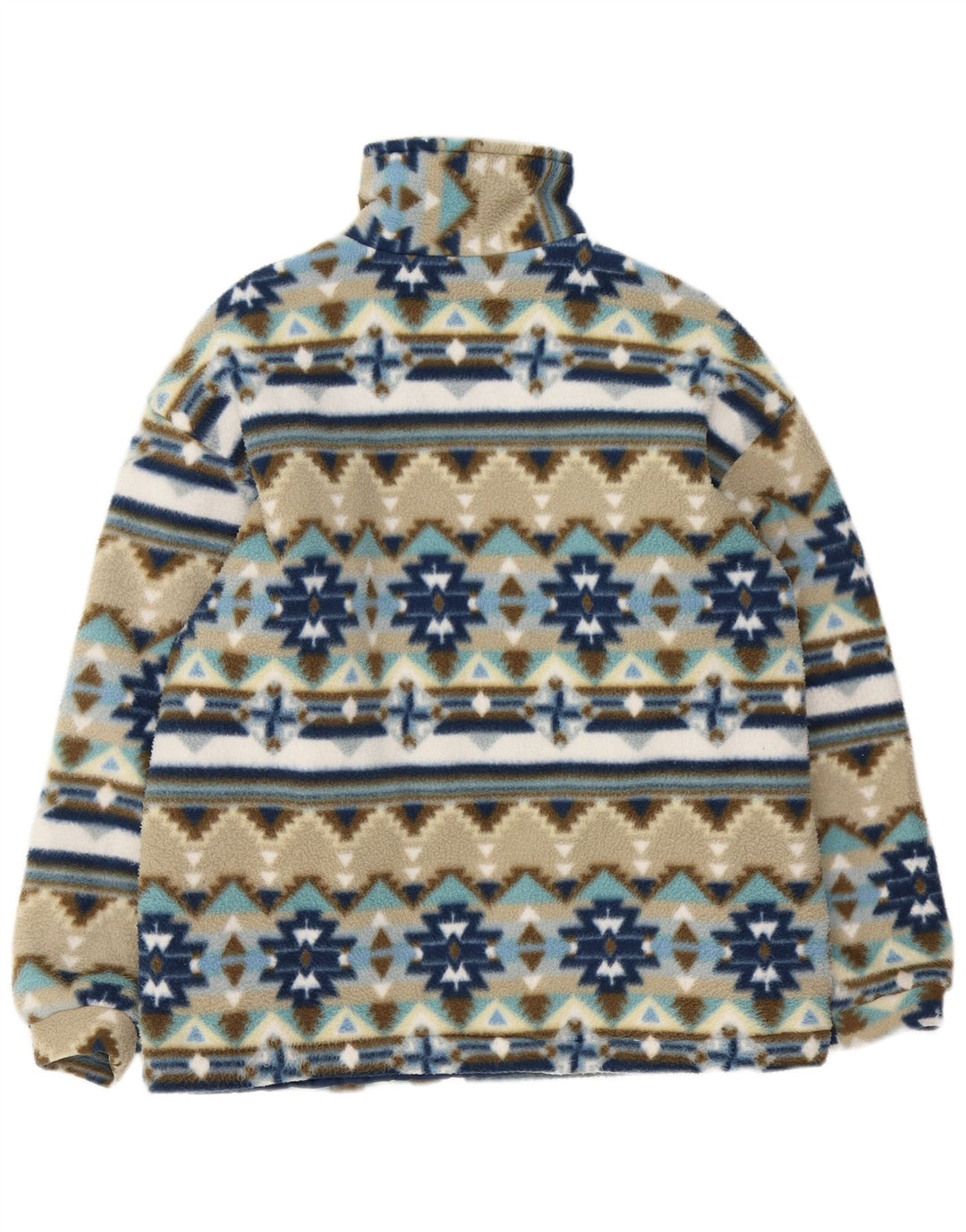 Giacca in pile vintage da uomo UK 40 grande motivo geometrico multicolore