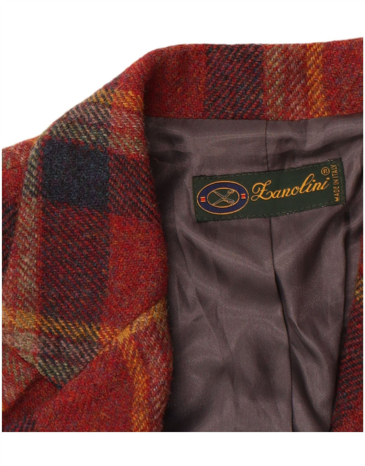 Giacca Blazer a 3 Bottoni da Donna Lanolini IT 42 Lana a quadri Marrone Medio