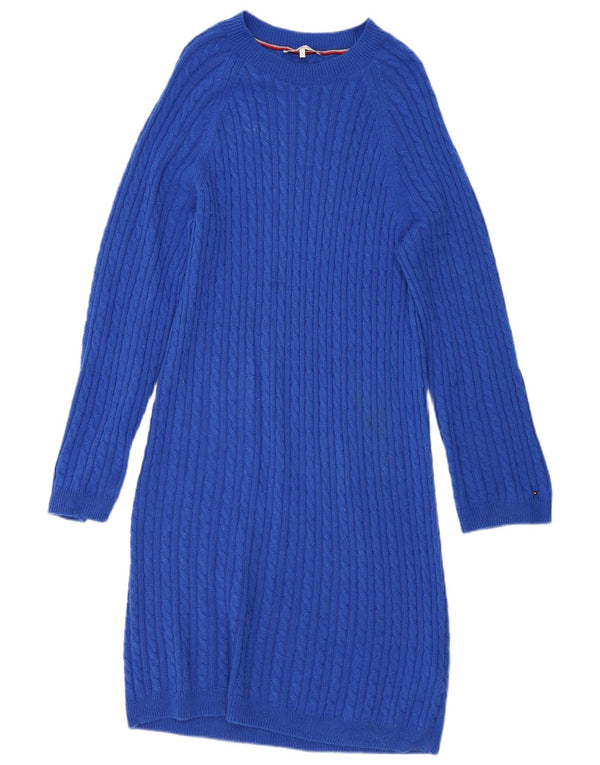 Abito maglione a maniche lunghe da donna Tommy Hilfiger UK 14 Lana blu medio