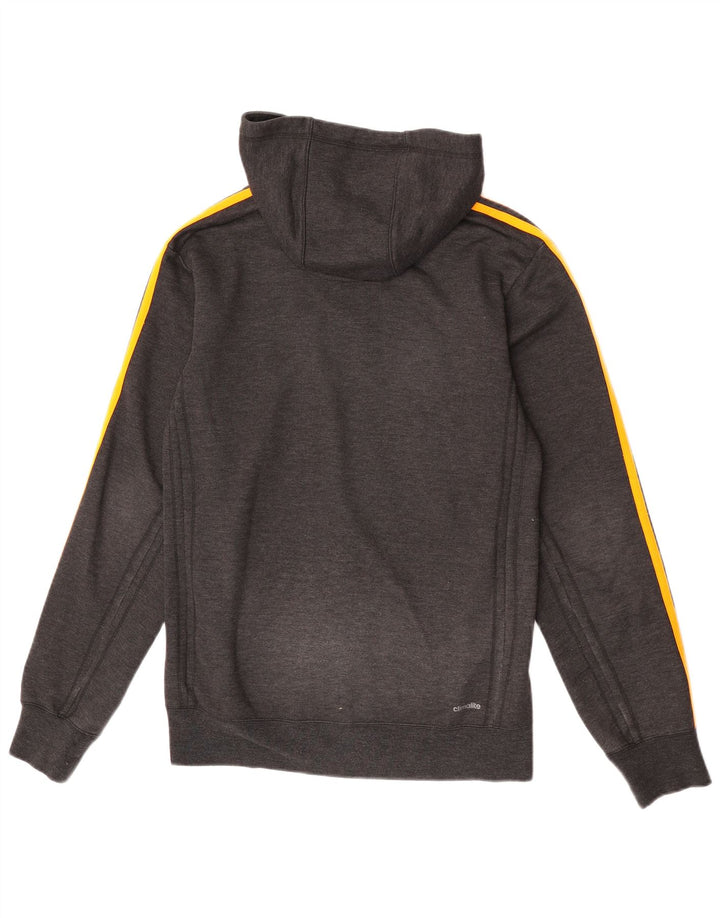 Maglione con cappuccio e zip Adidas Climalite da uomo piccolo in poliestere grigio
