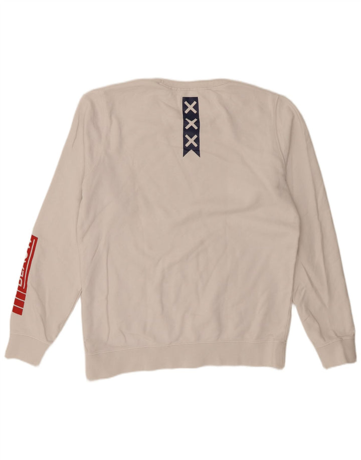 Felpa grafica da uomo Scotch & Soda, maglione grande, cotone bianco
