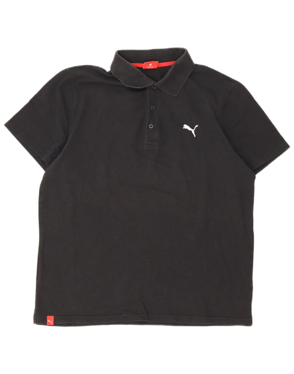 Polo Puma da uomo grande in cotone nero