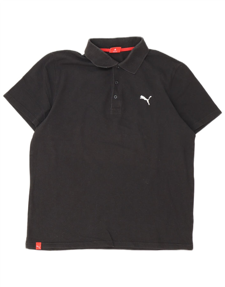 Polo Puma da uomo grande in cotone nero