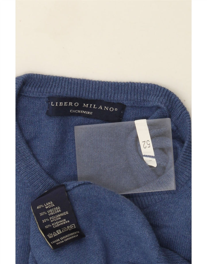Maglione maglione girocollo da uomo Liberto IT 52 Large Blue Wool
