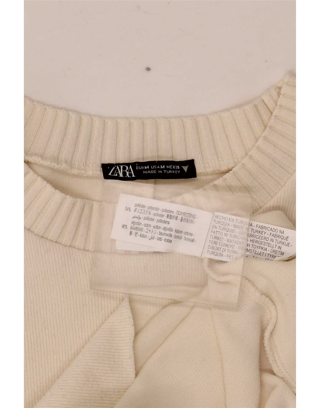 Maglione maglione girocollo da donna Zara UK 14 Poliestere bianco medio